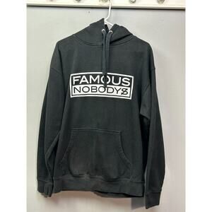 Famous Nobodys Statement Hoodie Mens Large Black Graphic Pocket